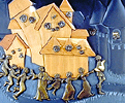 go to the Golden Goose, carved relief panels telling the fairy tale