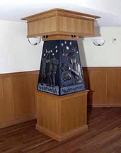 image of Shared Thoughts from a distance showing its size, as it goes from floor to ceiling