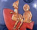 go to the fairy tale, Winken, Blinken and Nod, single panel carved relief